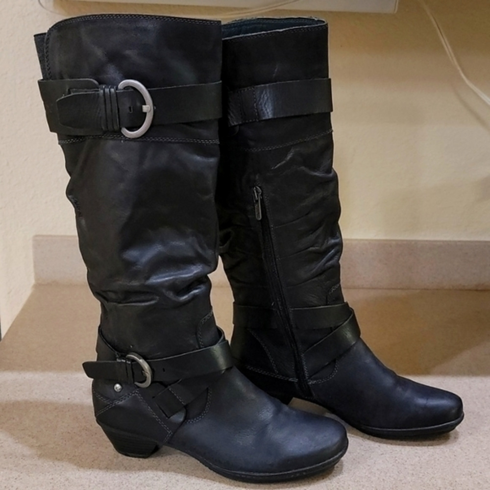 PIKOLINOS BLACK LEATHER TALL BOOTS (sz US 6 or EURO 37)